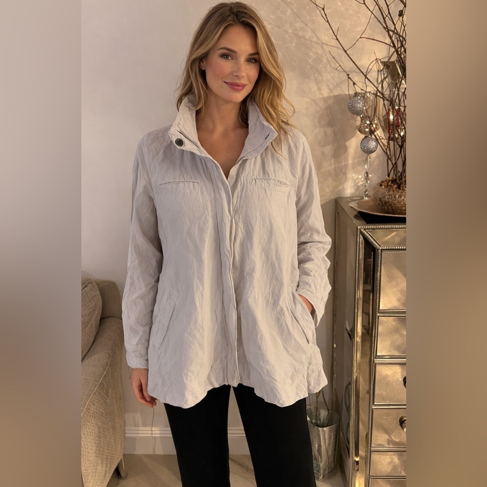 Eileen Fisher Light Gray Utility Jacket size L